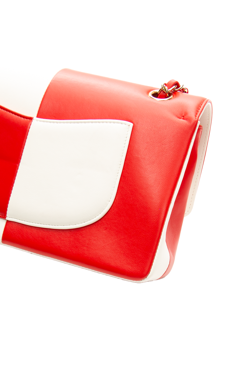 Geometric Colorblock Medium Classic Double Flap Bag
