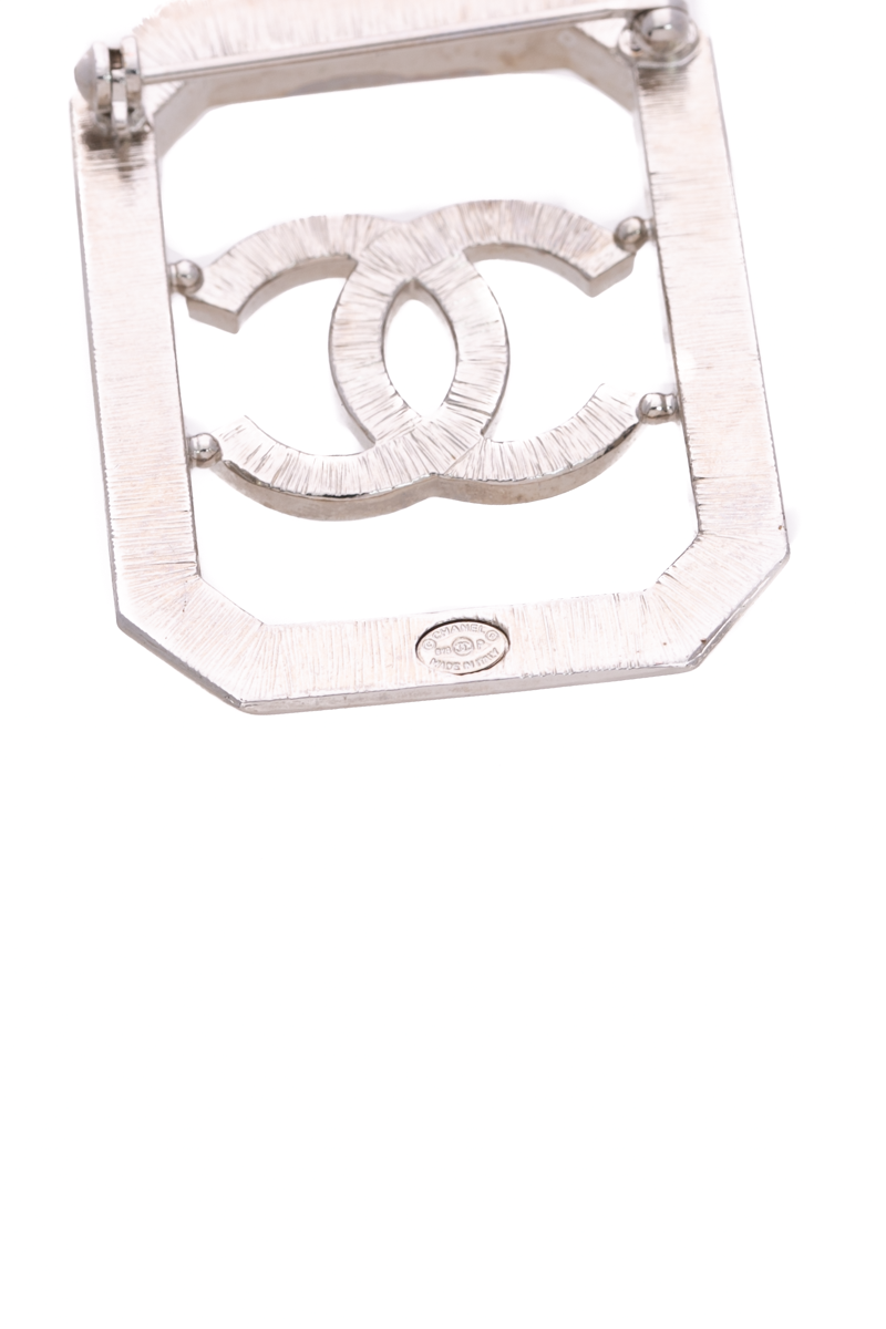 Crystal Framed CC Brooch