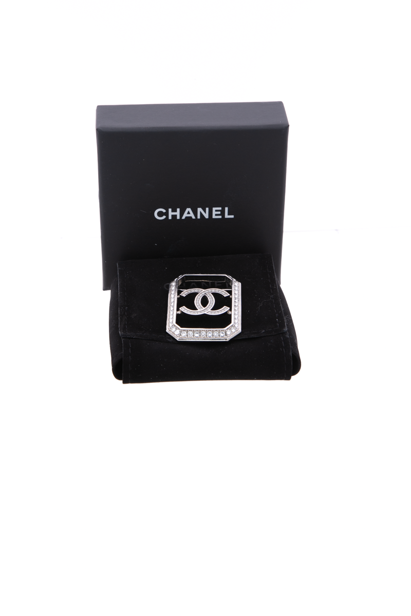 Crystal Framed CC Brooch