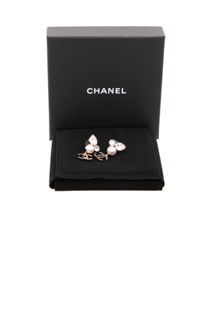 Crystal Pearl CC Drop Earrings