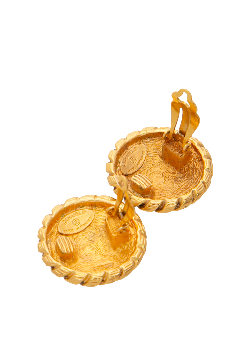 CC Medallion Clip On Earrings