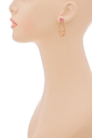 CC Heart Dangle Earrings