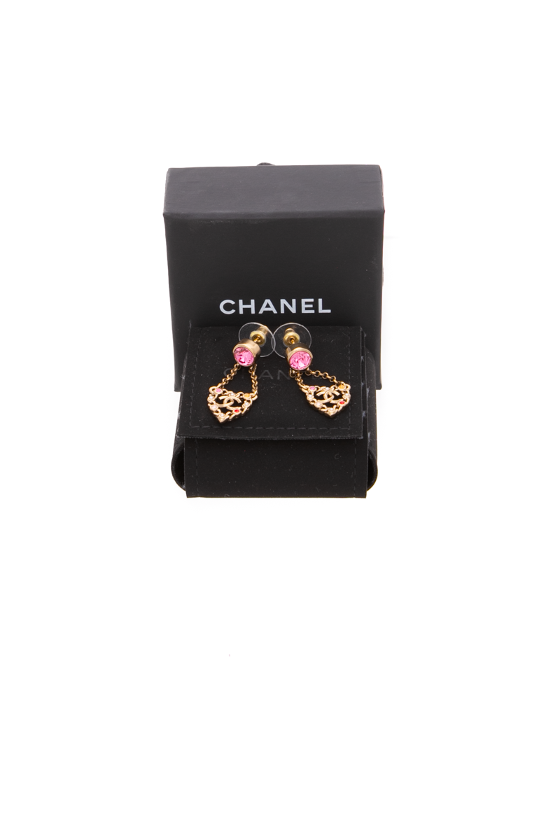CC Heart Dangle Earrings
