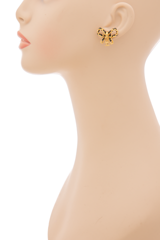 Chanel-Leather-Chain-Bow-Stud- Earrings-300553