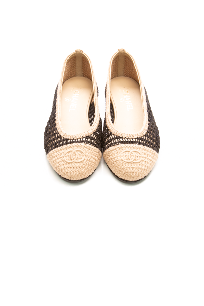 Chanel-Raffia-Cap-Toe-Ballet-Flats-Size- 38.5-297216