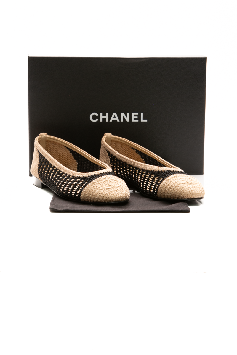 Raffia Cap Toe Ballet Flats - Size 38.5