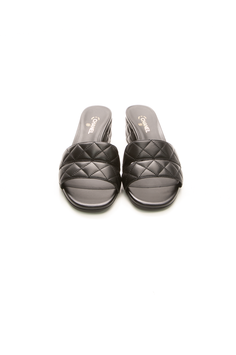 Quilted Heeled Mules - Size 37