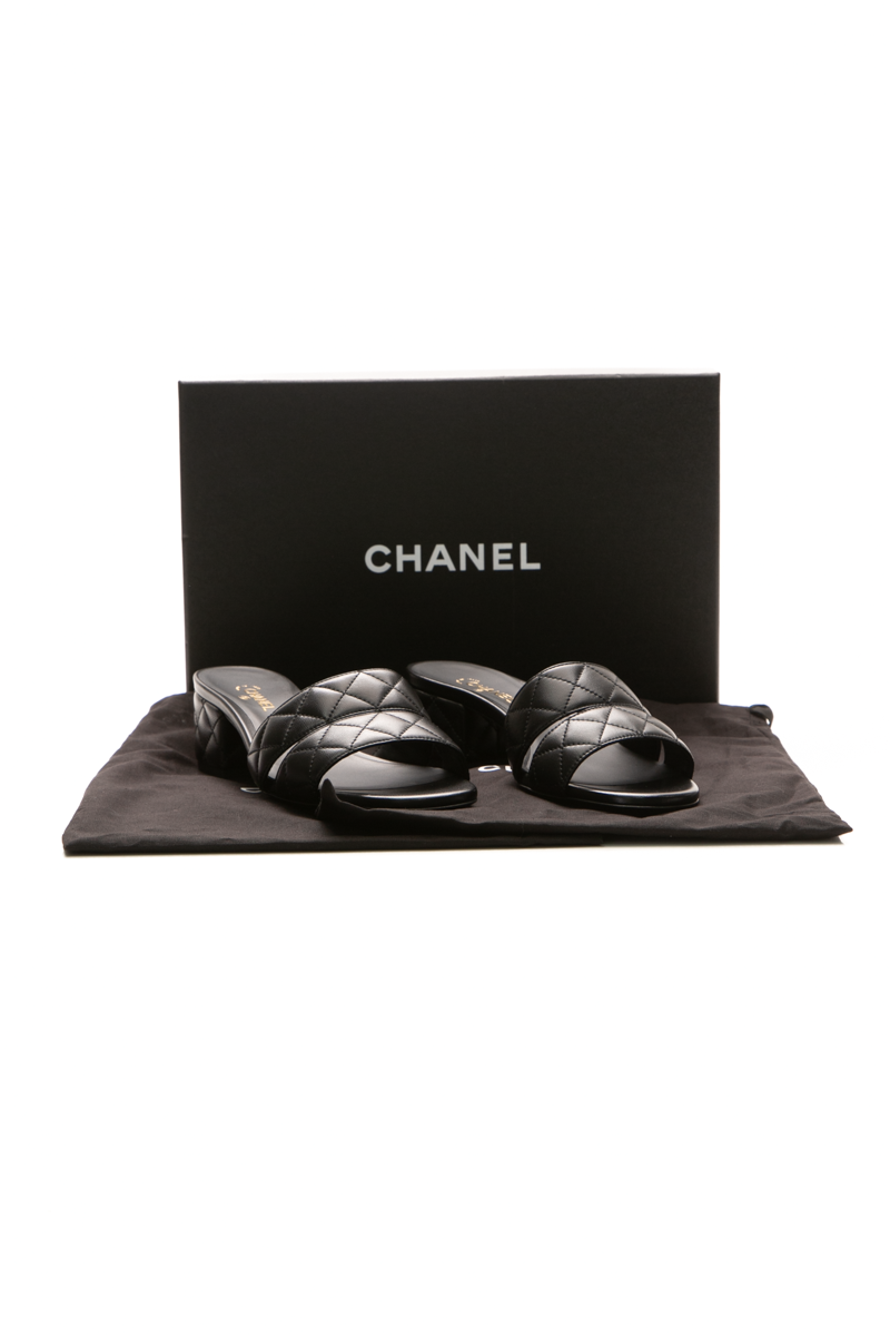 Quilted Heeled Mules - Size 37