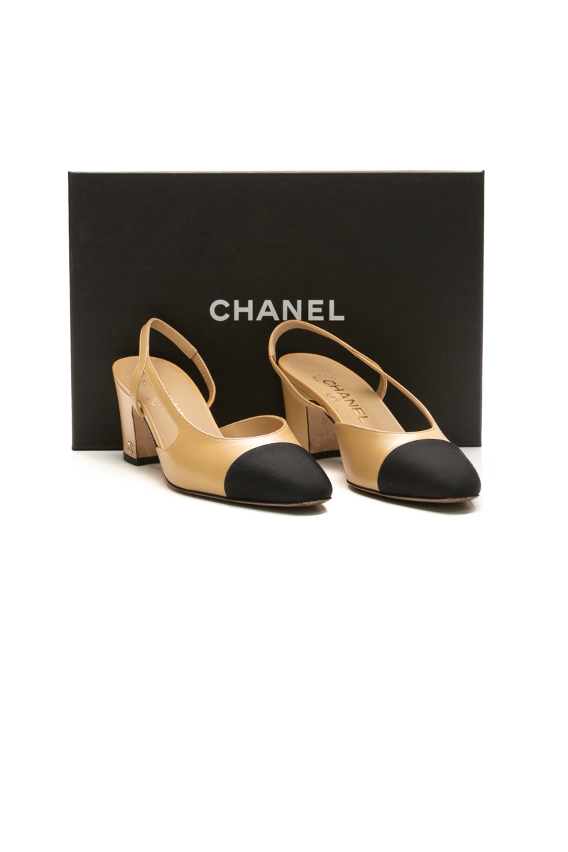 Cap Toe Slingback Heels - Size 37.5