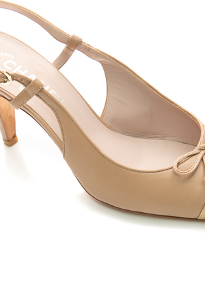 Cap Toe Slingback Pumps - Size 39.5