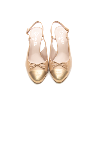 Cap Toe Slingback Pumps - Size 39.5