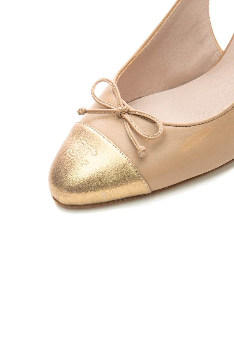 Cap Toe Slingback Pumps - Size 39.5