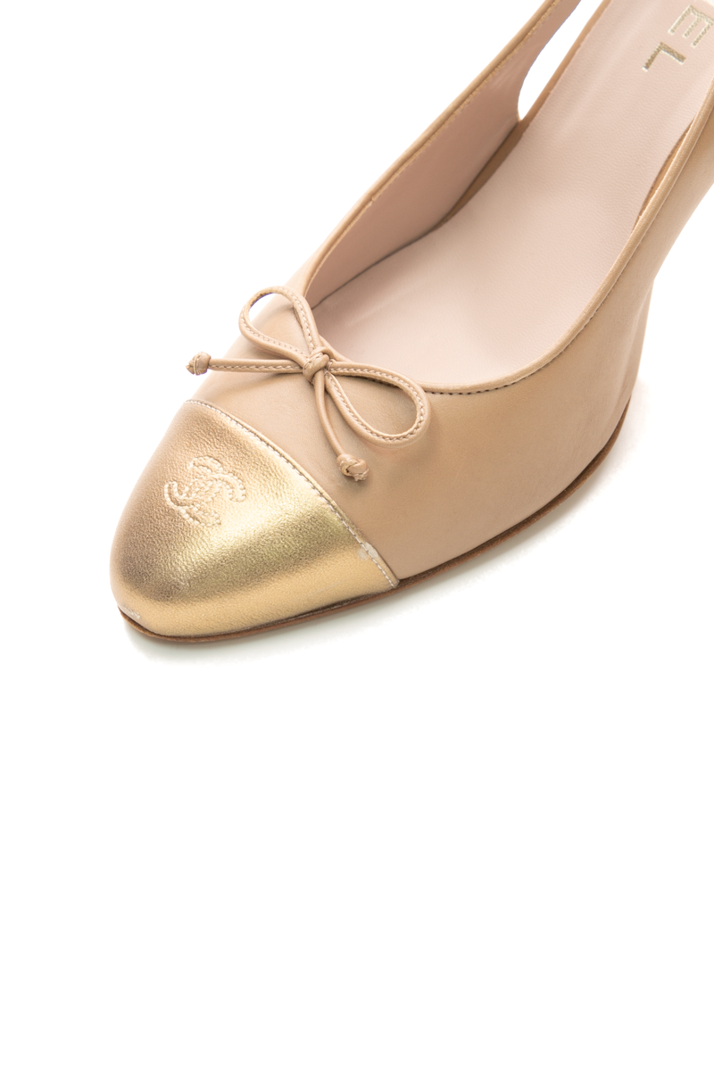 Cap Toe Slingback Pumps - Size 39.5