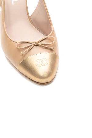 Cap Toe Slingback Pumps - Size 39.5