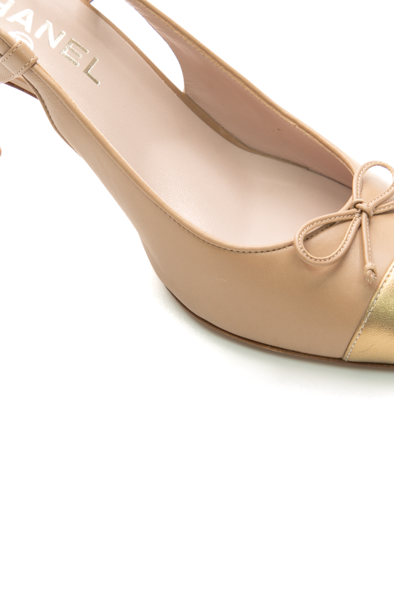 Cap Toe Slingback Pumps - Size 39.5