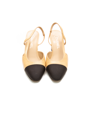 Cap Toe Slingback Heels - Size 38