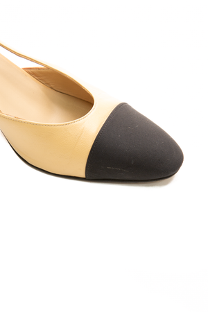 Cap Toe Slingback Heels - Size 38