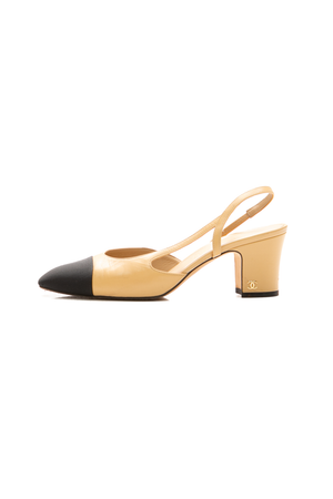 Cap Toe Slingback Heels - Size 38
