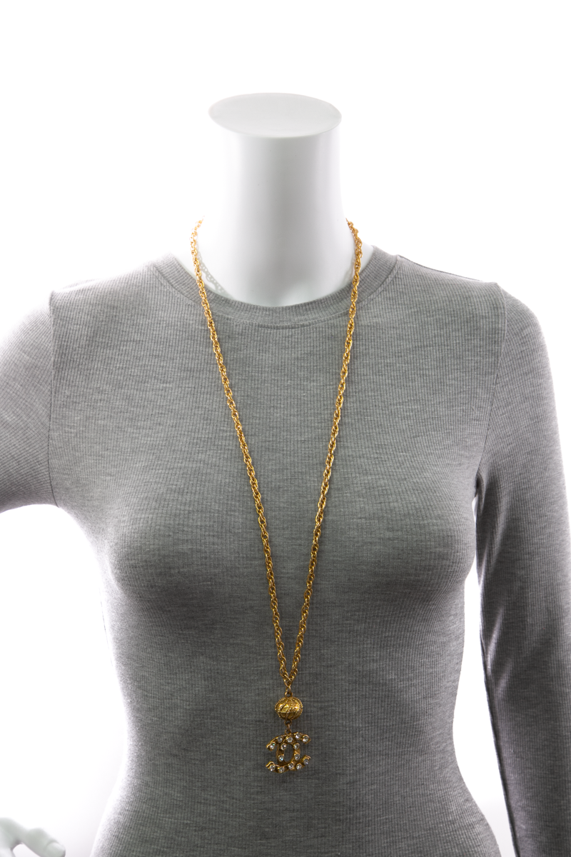 Vintage Crystal CC Pendant Necklace