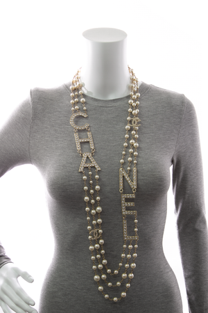 Pearl Crystal CC Multistrand Necklace