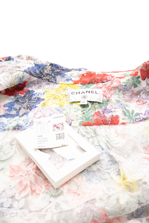 Floral Lace Long Sleeve Button Up Blouse - Size 42