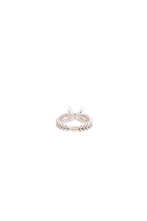 Cable Cultured Pearl Ring with Diamonds - Size 8