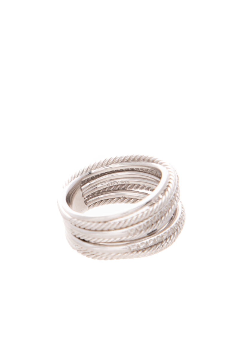 Diamond Crossover Wide Ring - Size 8
