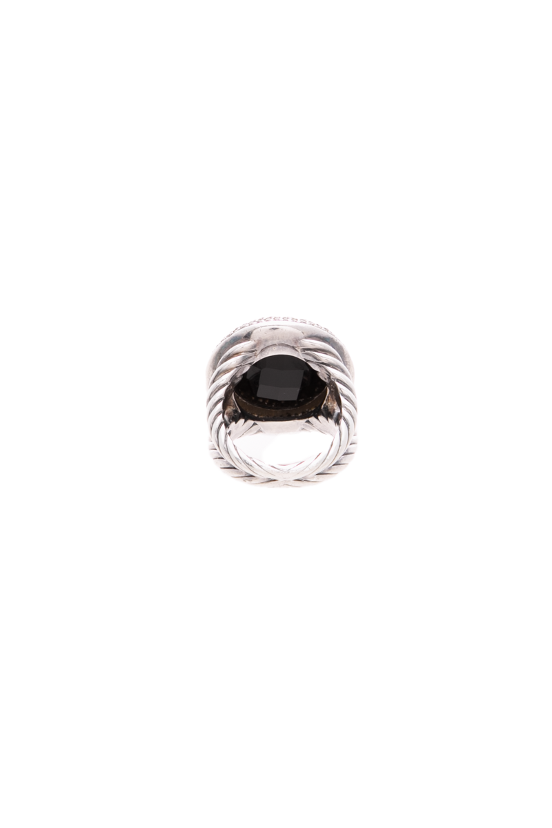 Onyx and Diamond Cable Ring - Size 6.5