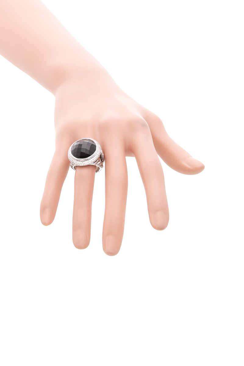 Onyx and Diamond Cable Ring - Size 6.5