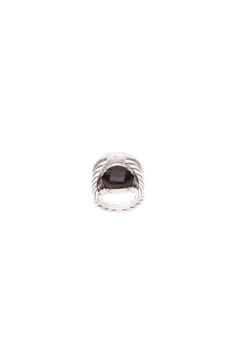 Onyx and Diamond Cable Ring - Size 6.5