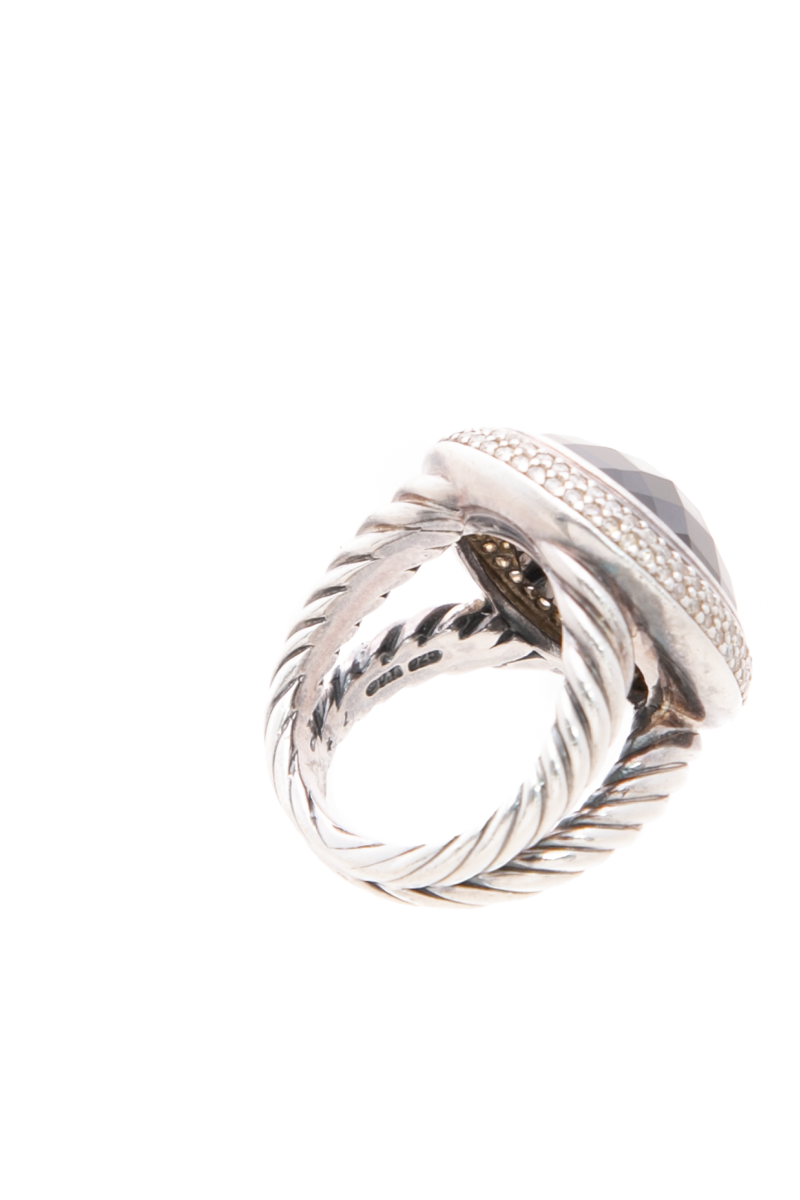 Onyx and Diamond Cable Ring - Size 6.5