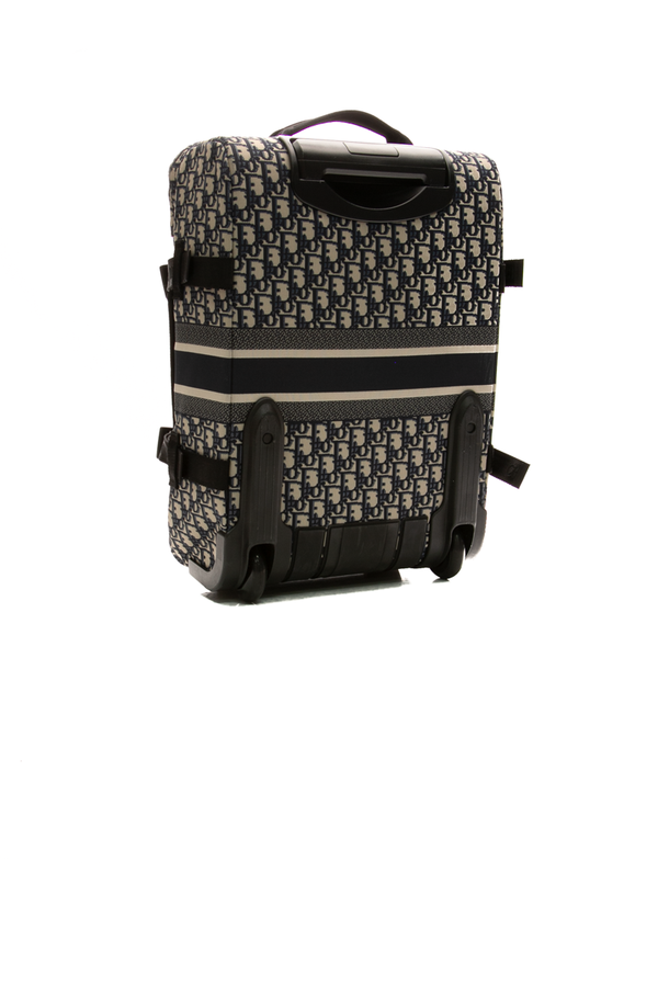 DIOR - Medium travel Suitcase Blue Oblique Technical Jacquard - Women