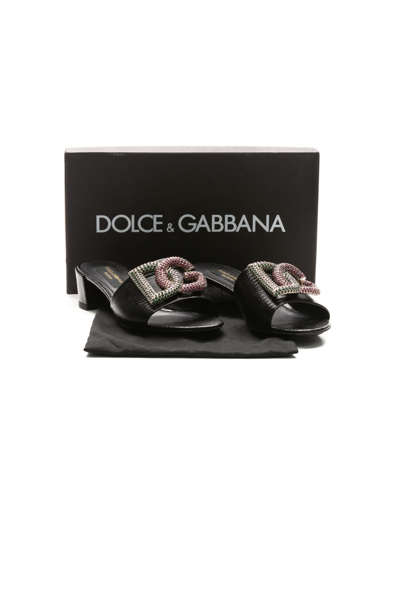 Iguana Print Slide Mules - Size 39