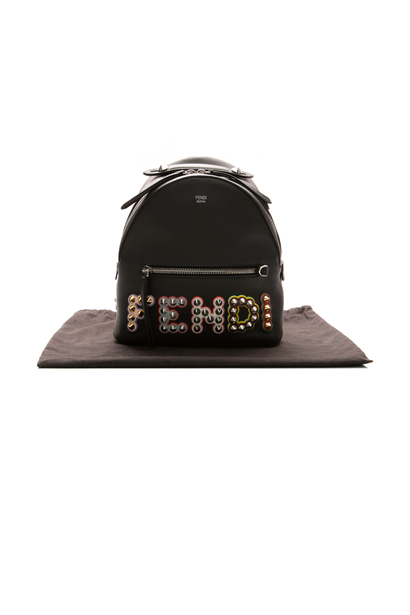 fendi backpack - mini Baguette Black Nylon Gold Logo Small Travel Bag fabric lining Fendi Black Nylon and Leather