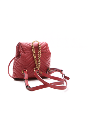 gucci red mini backpack Women's Gucci Red Leather GG Marmont Backpack Small in Red Small