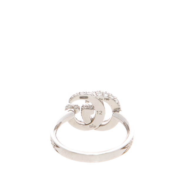 18k White Gold Diamond GG Ring - Size 6
