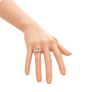 18k White Gold Diamond GG Ring - Size 6