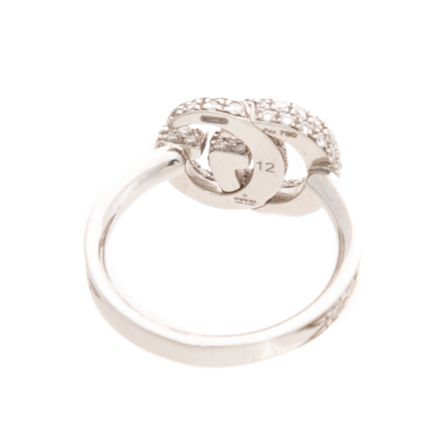 18k White Gold Diamond GG Ring - Size 6
