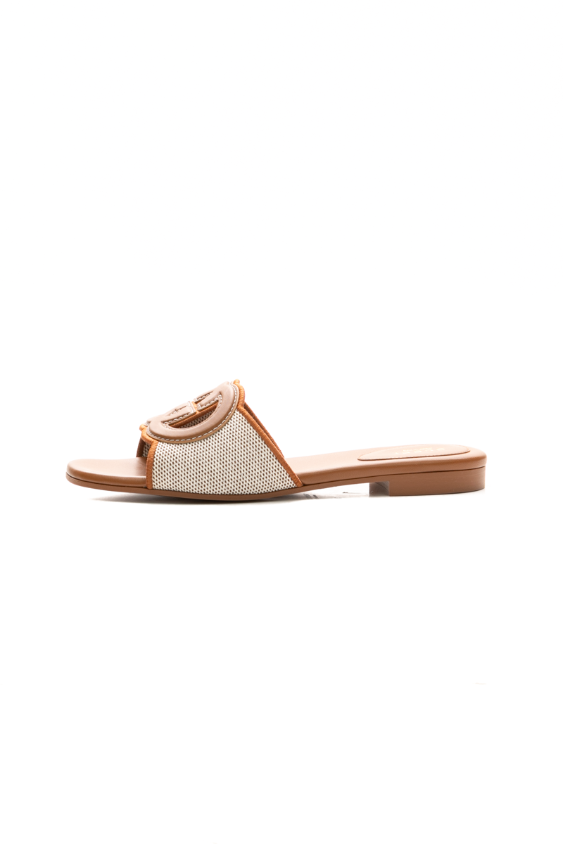 美品 GUCCI　GG柄 キャンバス ウェッジソール　ミュール GUCCI Sol embellished leather-trimmed canvas-jacquard slippers