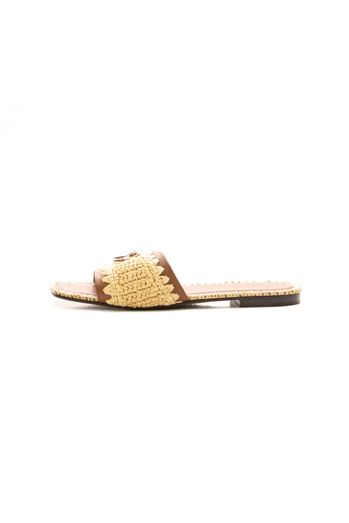 Gucci Raffia Interlocking G Slides - Size 39.5 - Couture USA