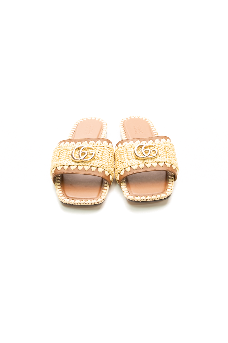 Raffia Interlocking G Slides - Size 39.5