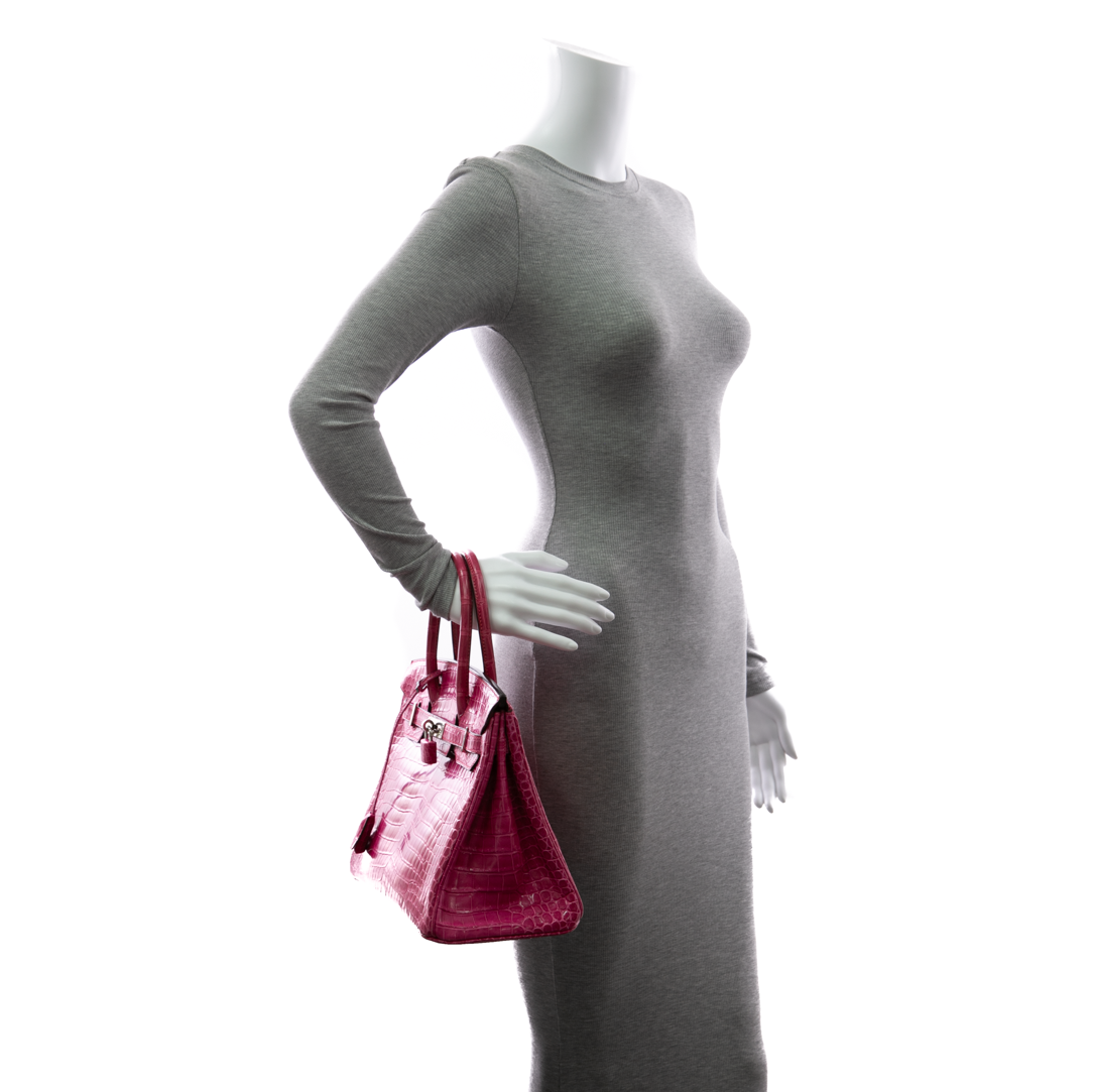Birkin 30 Rose Tyrien Crocodile