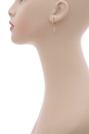 Flawless Dangle Cross Huggie Earrings