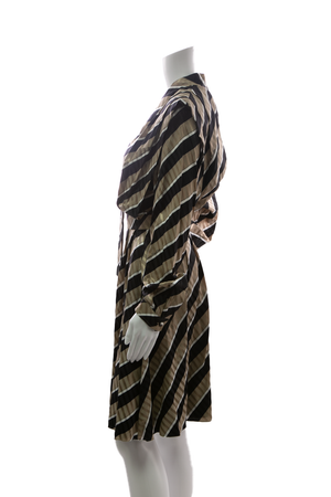 Striped Lavaliere Short Dress - Size 40