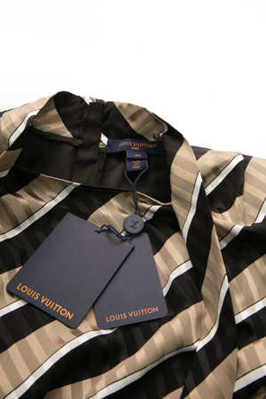 Striped Lavaliere Short Dress - Size 40