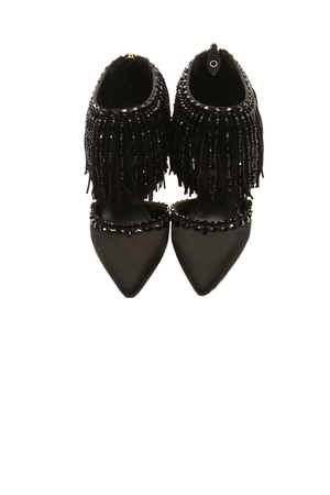 Fringe Satin Heels - Size 36.5