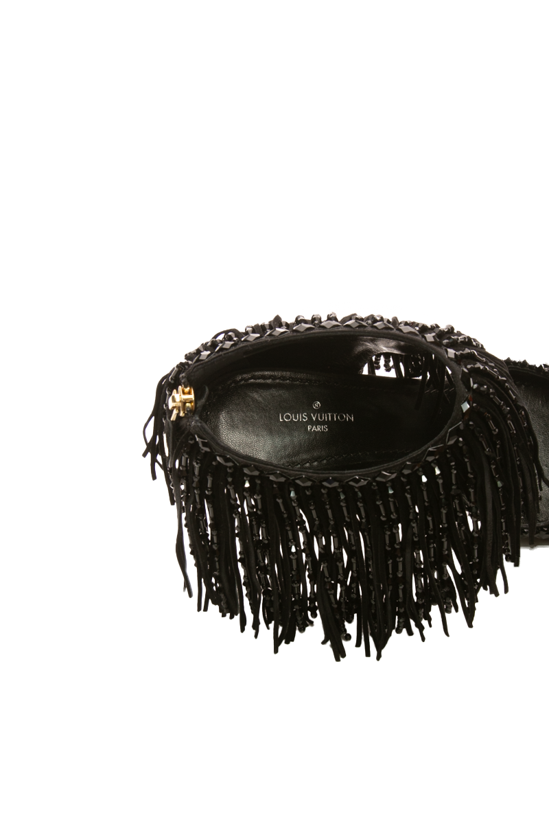 Fringe Satin Heels - Size 36.5