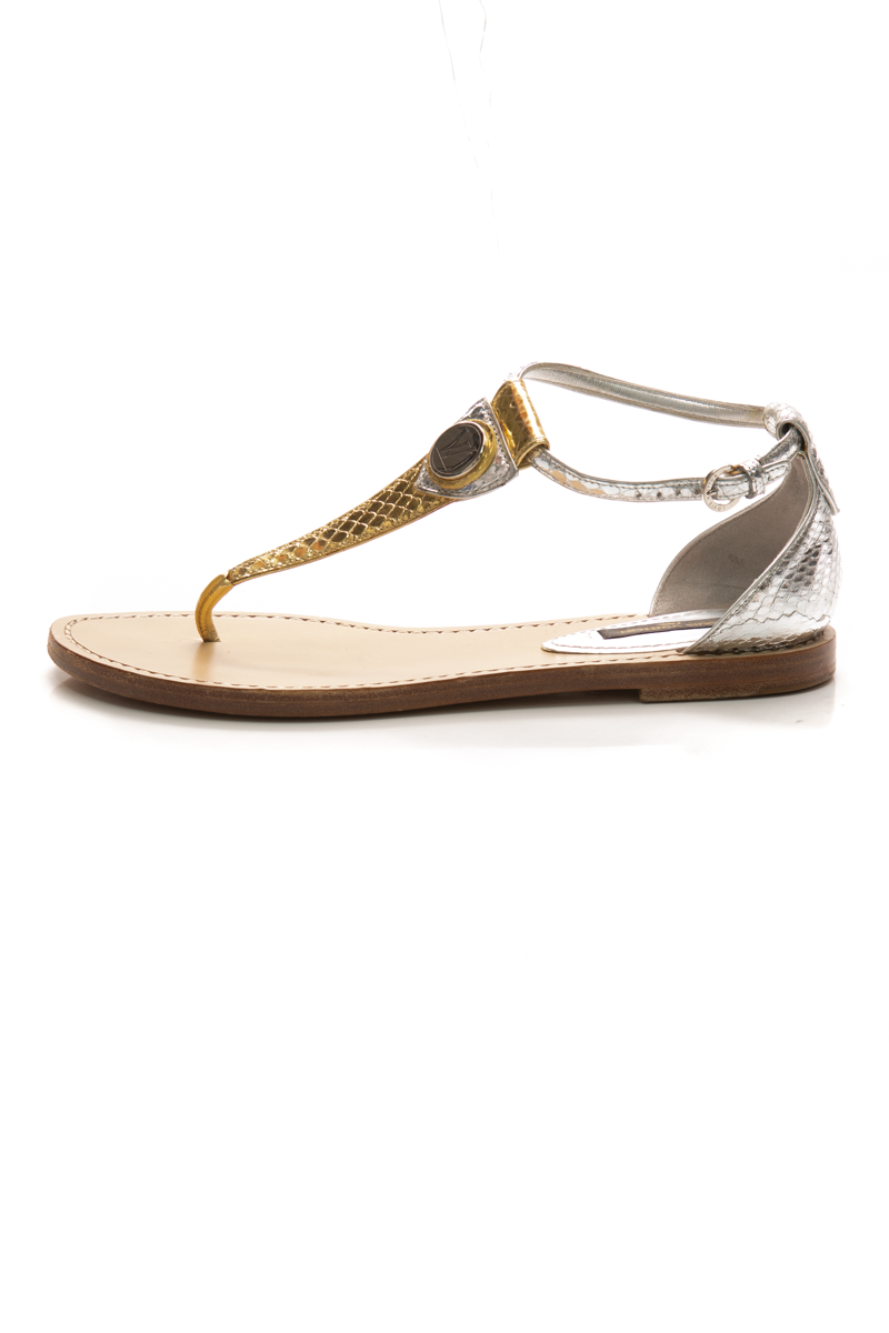 Louis-Vuitton-Metallic-Thong-Sandals- Size-36.5-295352