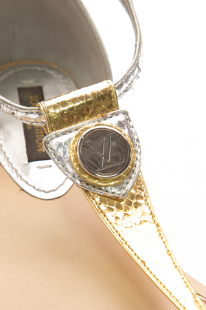 Metallic Thong Sandals - Size 36.5