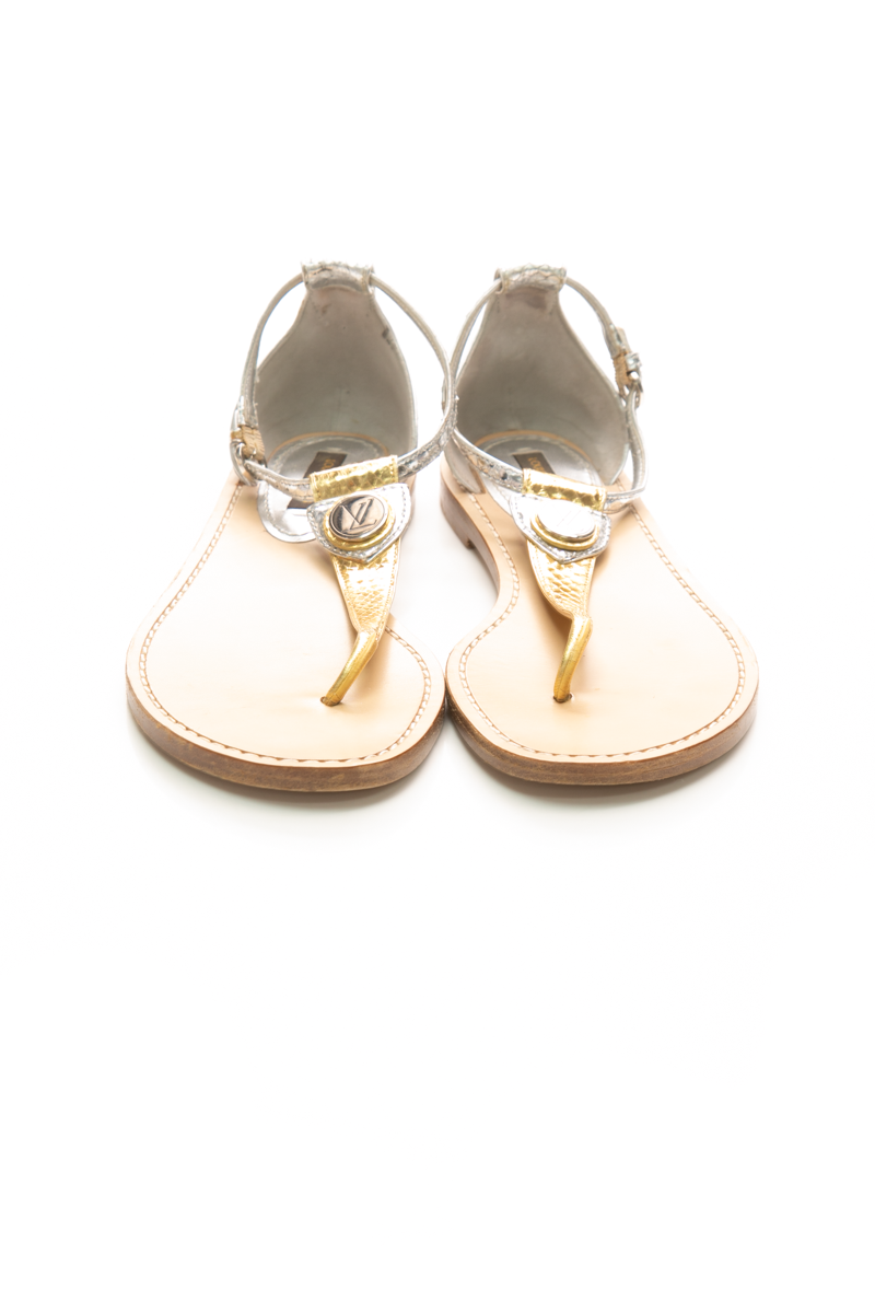 Metallic Thong Sandals - Size 36.5